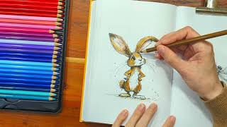 Cute Grumpy Bunny Coloring 🐰✨ | Adorable Colored Pencil Tutorial | Sundana Sketchbook #adultcoloring