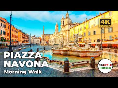 Rome's Piazza Navona in the Morning - 4K Tour with No Crowds! ROME, ITALY
