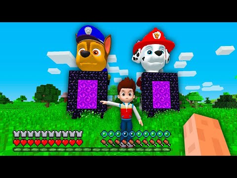 PAW PATROL RYDER chooses WHO TO SAVE PORTAL CHASE or MARSHALL or SKYE in MINECRAFT - Gameplay
