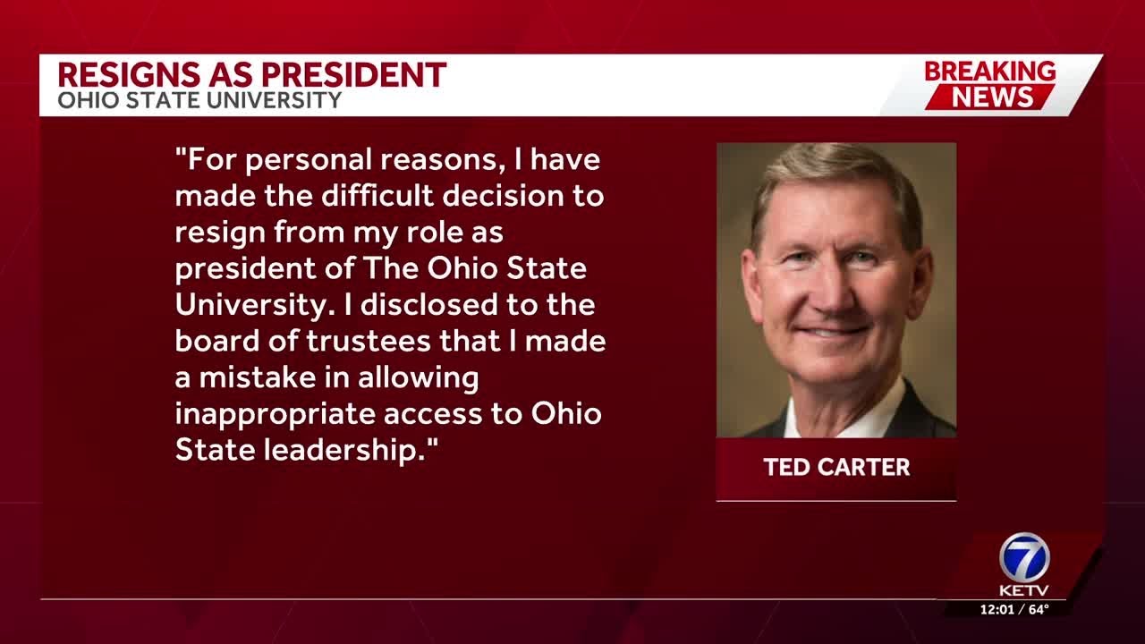 Ted Carter resigns as President of Ohio State University