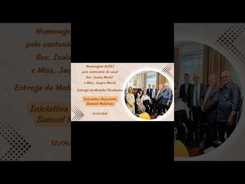 Homenagem ALERJ ao Rev. Izaias de Sousa Maciel - Medalha Tiradentes