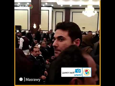 محمد هنيدي وأحمد عز في عزاء حسني مبارك