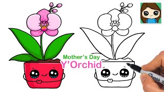 How to Draw an Orchid Flower Easy 💕 Mother's Day Pun Art