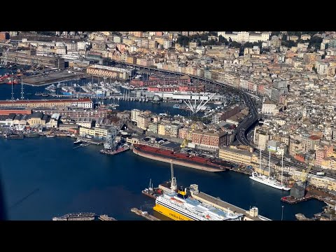 Full flight Frankfurt Main with stunning approach and landing in Genoa, Italy - CRJ900
