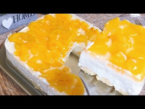 Neues unglaubliches Dessert in wenige Minuten , ohne backen , Pfirsichschnittenتحلية سهلة بدون فرن