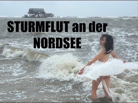 STURMFLUT an der Nordsee mit ORKAN in Hamburg, St. Peter-Ording und am Eidersperrwerk +2,40 Meter