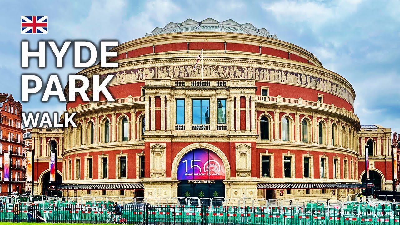 Immersive street-level walking tour through London Hyde Park, England, showcasing authentic urban landscapes, local architecture, and the vibrant atmosphere of the city's neighborhoods