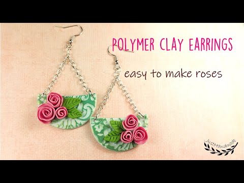 ~JustHandmade~ Easy to make polymer clay roses - earrings - tutorial / DIY