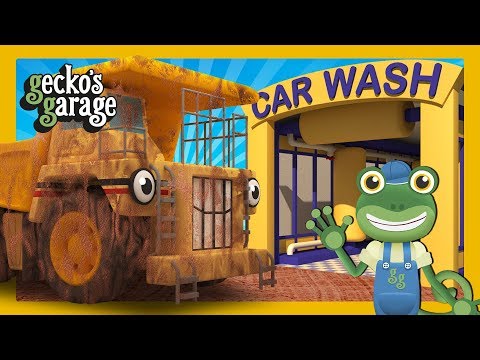 Dirty Diggers & Dump Trucks in the Car Wash | Gecko's Garage | Truck Cartoons For Children