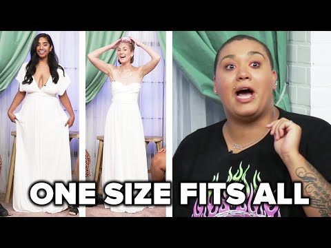 Women Try A One Size Fits All Wedding Dress