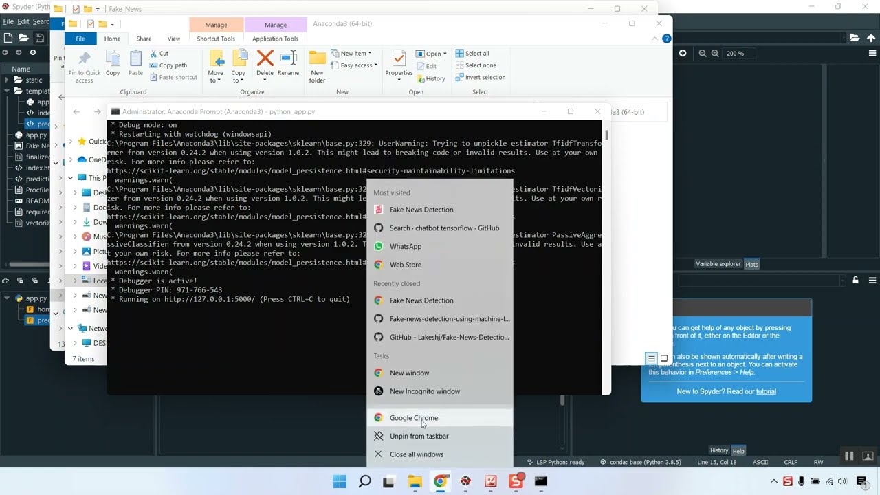 Constructing a User Centered Fake News Detection Model by Using Classification Algorithms in Machine