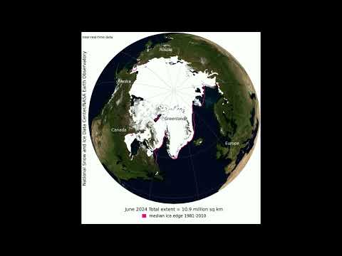 Timelapse decreasing Arctic Sea Ice Extent 1979-2024