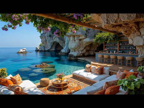 Happy Morning Bossa Nova at Beach Cafe Ambience ~ Relaxing Jazz & Ocean Wave Sounds for Good Mood