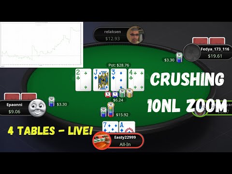 How to Crush 10nl Zoom on Four Tables - 1000 Hands - Live!