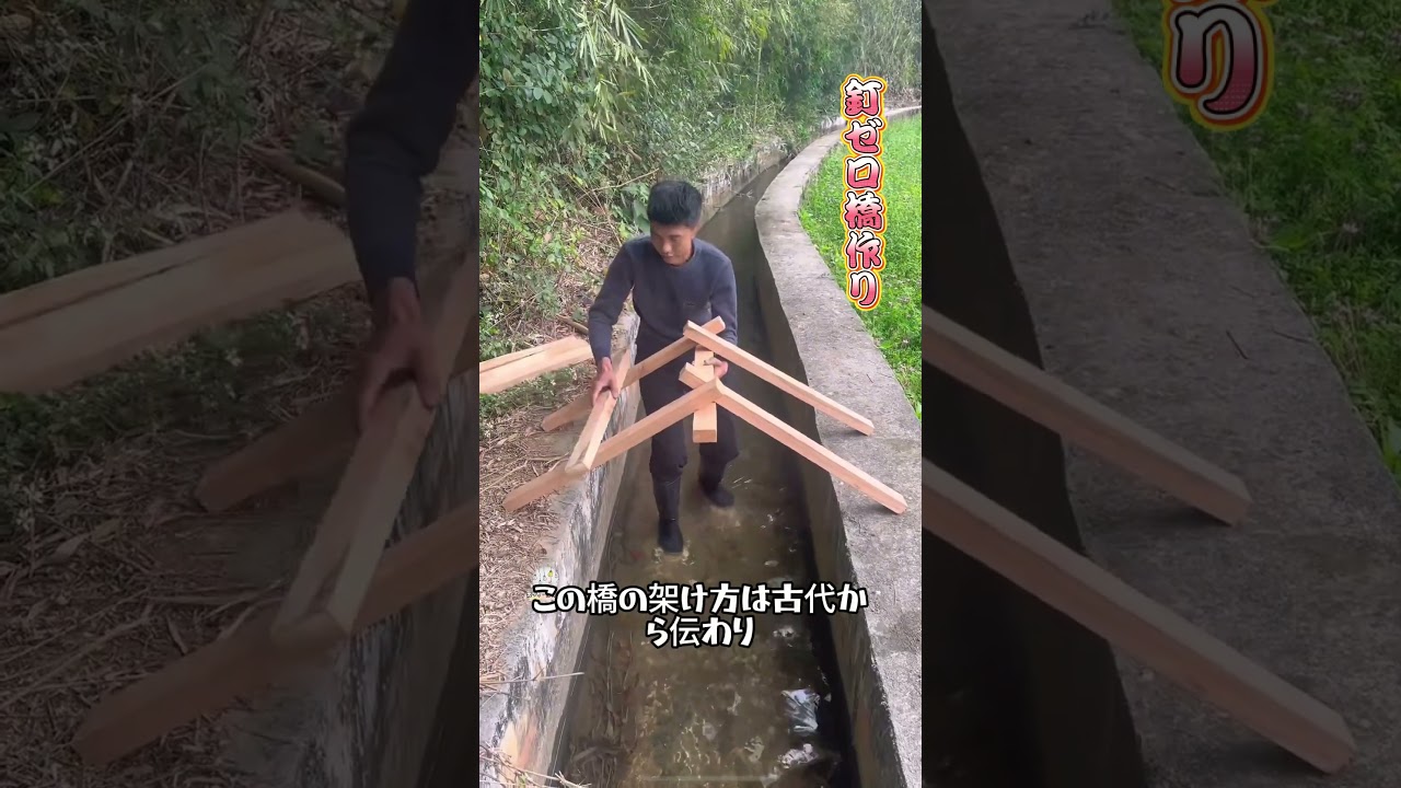 【釘ゼロ橋作り】木9本を組合せ、古代人の知恵がすごい～ #初心者感動 #必見