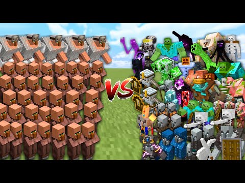 VILLAGERS vs MINECRAFT in Minecraft Mob Battle