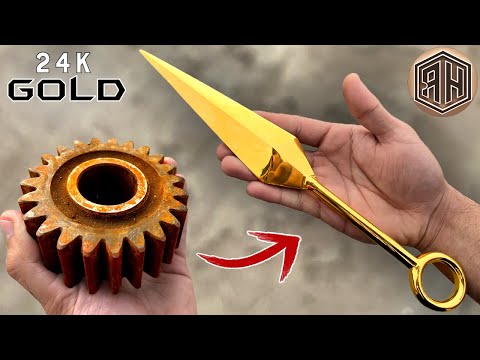 Rusty Scrap turned into a 24K GOLD plated KUNAI