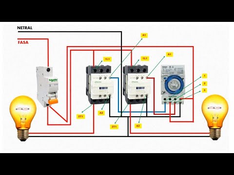 Theben SUL 181h Timer connection diagram with 2 Contactors
