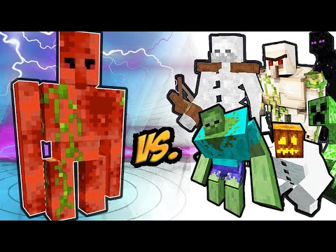 Red Golem Vs. Mutant Monsters in Minecraft