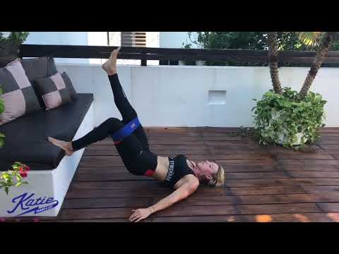 Single leg elevated glute bridge with band