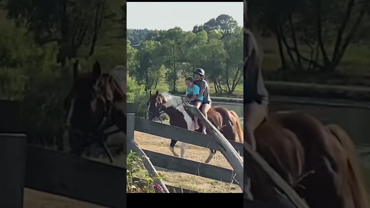 Double Bareback Riding #horse #trailride #equestrian #friends #painthorse #shorts