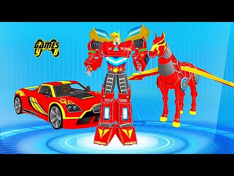 Flying Muscle Car Robot Transform Horse Robot Games 2021 - Android Gameplay