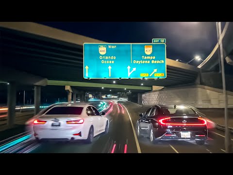 ORLANDO FLORIDA TO TAMPA 4K RELAXING NIGHT DRIVING TOUR