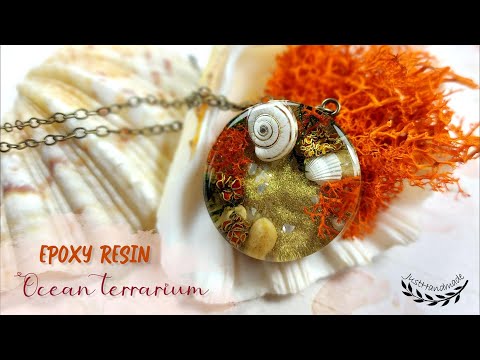 ~JustHandmade~ Epoxy resin jewelry - ocean terrarium - tutorial / ocean - sea themed necklace / DIY