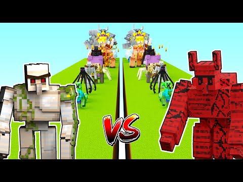 Op Mutant Iron Golem vs Red Mutant Iron Golem DEATHRUN (All Mutant Creatures in Minecraft)