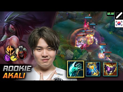V5 Rookie Mid Akali Build Night Harvester Conqueror - Rookie Akali Match Highlight - LOL KR 12.16
