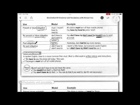 Destination b1 unit 20 modals 2 obligation, probability and possibility 'model verb phan 2'