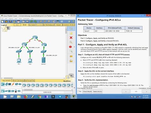 4.3.2.6 Packet Tracer - Configuring IPv6 ACLs