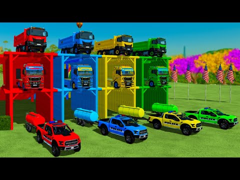 LOAD CORN & TRANSPORTING POLICE CARS WITH MAN & IVECO TRUCKS - Farming Simulator 22