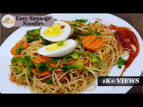 Easy Quick Sausage Noodles Recipe | Lazy Noodles at home