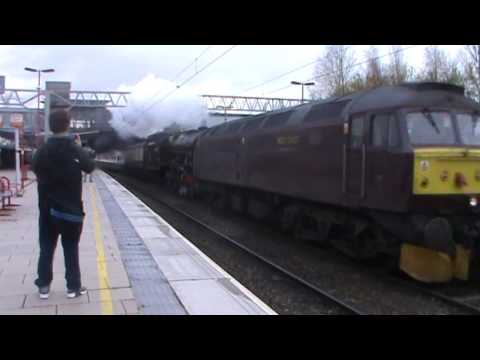 Stafford Railway Station 47245/46100 (Royal Scot) Passing P5 (Tyseley-Crewe HC) At Stafford (2015)