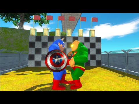 CAPTAIN AMERICA GORO VS GREEN SUPERMAN GORO DEATH FALL - Animal Revolt Battle Simulator