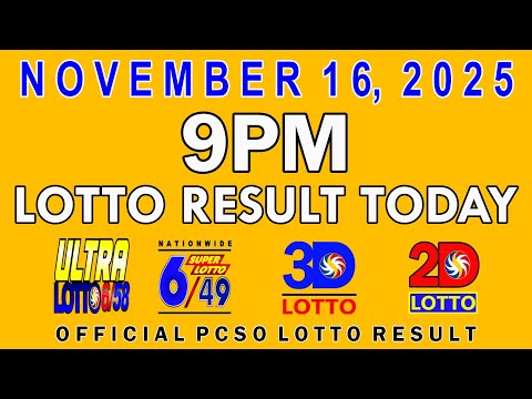 9pm Lotto Result Today PCSO November 16 2025