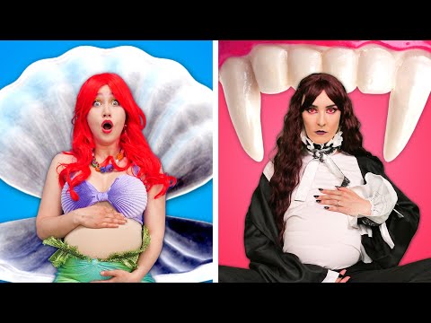 Pregnant Mermaid vs Pregnant Vampire! *Amazing Pregnancy Hacks & Funny Moments* by Gotcha! Viral
