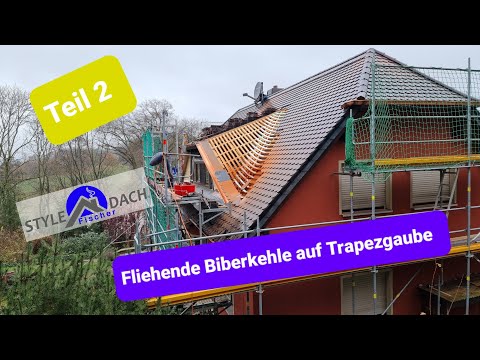 Linke fliehende Biberschwanzkehle an Trapezgaube - Teil 2 - Biberschwanzdach in Leisnig