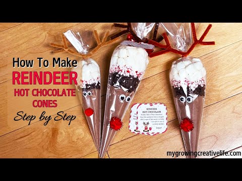 How To Make Reindeer Hot Chocolate Cones | Hot Cocoa Reindeer Favors | Holiday Hot Chocolate Gifts