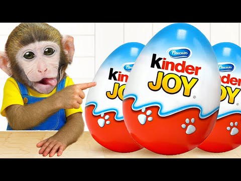 Mono MoMo : Una Aventura Divertida en la Tina Con los Patios y huevos Kinder robados | MONO MOMO ESP