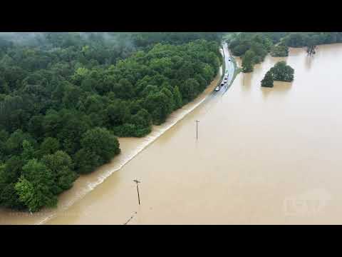 09-01-2020 Mena, AR - Flooding of Highway 88 in Mena, AR - Drone