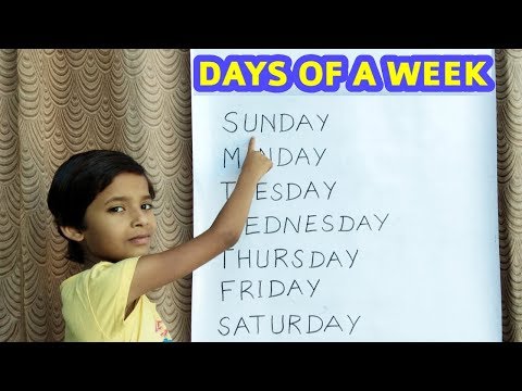 Days of the week Sunday to Saturday in English | सप्ताह के 7 दिनों के नाम अंग्रेजी मे