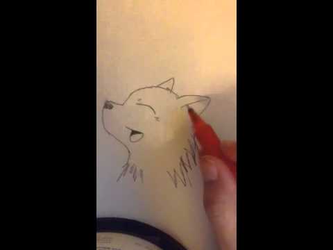 how to draw a cute chibi wolf smiling