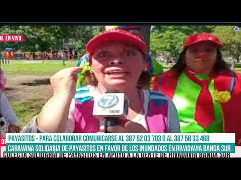 CARAVANA SOLIDARIA DE PAYASITOS EN FAVOR DE LOS INUNDADOS EN RIVADAVIA BANDA SUR