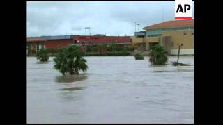 WRAP Floods at border crossing ADDS tropical depression makes landfall