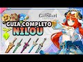 O MELHOR E Mais COMPLETO GUIA DA NILOU Melhores Builds Artefatos Armas Times E Comps