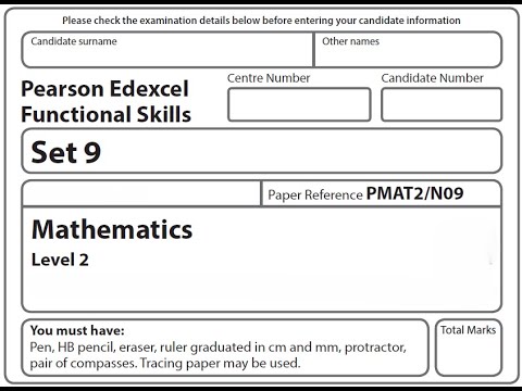 Functional Skills Maths L2 Past Paper 9 Pearson Edexcel