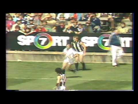 Player does a  Boundary Throw in - Mark Lawson 1984 Reserves Preliminary Final
