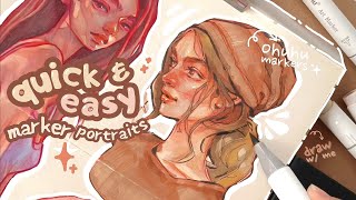 drawing using alcohol-based markers & fineliners, w/Ohuhu ‧₊˚